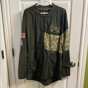 Los Angeles Rams NFL Jacket Salute To Service Nike Half  Zip Camo Green Wind XXL